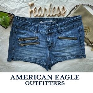 2/$20 AE American Eagle Moto Zip Shorties 4 denim